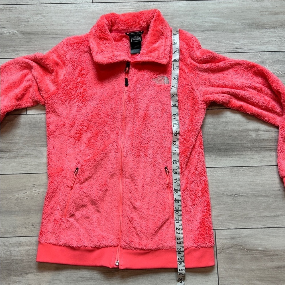 The North Face neon pink fuzzy zip up jacket size small - Picture 7 of 9